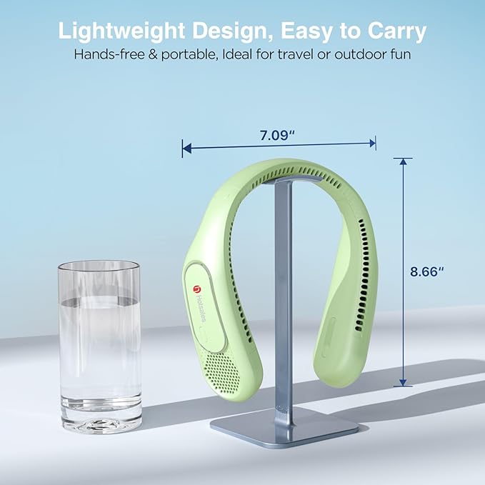 Neck Fan, Hands Free Bladeless Neck Fans Portable Rechargeable, 6000 mAh Battery Operated Wearable Personal Fan, Cooling Neck Fan, 3 Speeds, USB Fan Gifts for Men, Women, Travel, Outdoor