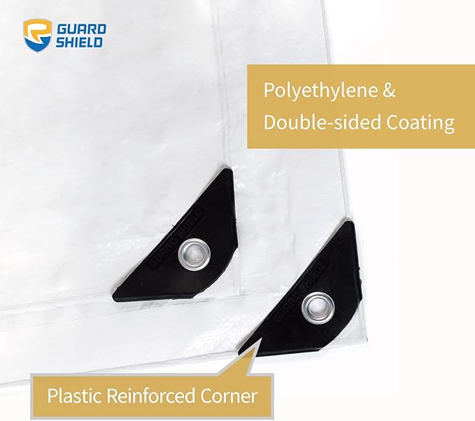 GUARD SHIELD White Tarp 16x20 Feet Medium Duty All Purpose Poly Tarps Cover 7mil