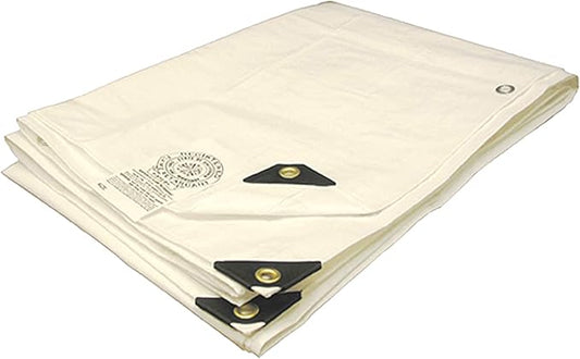 Tarps Now 24x30 Feet Fire Retardant Poly Tarp |12 MIL Heavy Duty Waterproof Cover |Rip and Tear Proof Plastic Tarp with Rustproof Aluminum Grommets & Reinforced Edges |Ideal for Camping - White