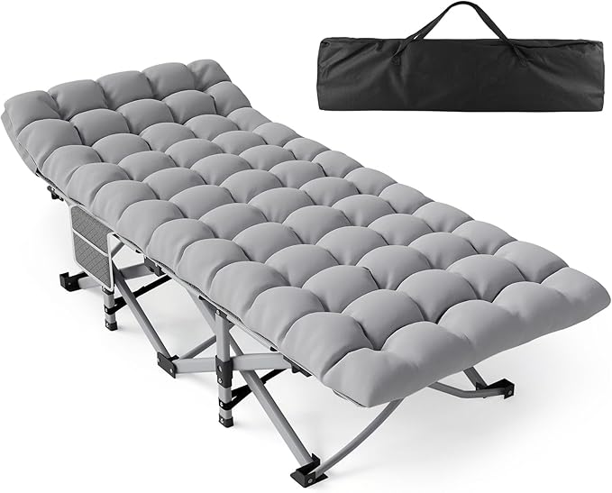 Slendor Folding Camping Cot for Adults with Mattress,Max Load 500lbs Cots for Sleeping Camp Cots for Adults Kids Teenage Portable Travel Camp Cot Bed Mattress for Home Office Beach Garden Tent