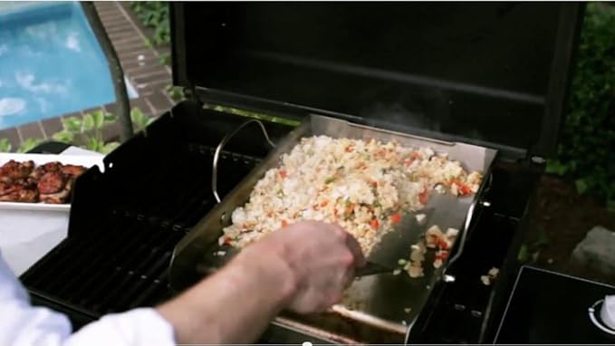 griddle-Q GQ120 100% Stainless Steel Medium-Sized Professional Griddle with Even Heating Bracing and Removable Handles for Charcoal/Gas Grills, Camping, Tailgating, and Parties (14"x16"x6.5")