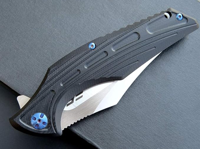 Eafengrow EF924 Folding Knife D2 Steel Blade + G10 Handle camping Knife Outdoor EDC TOOL (Black)
