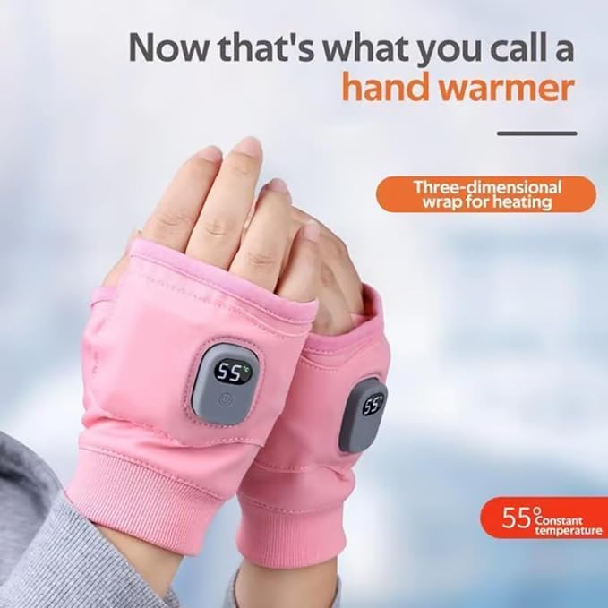 ZRW Portable Heated Gloves with Digital Display, Rechargeable Smart Thermostatic Fingerless Gloves