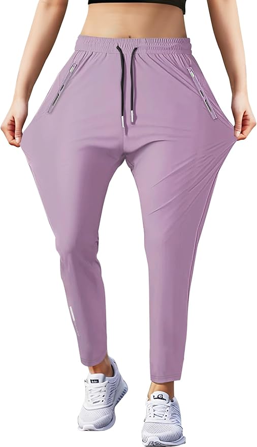 Women's Outdoor Hiking Pants Lightweight Comfortable Breathable Quick Dry Stretchy Running Athletic Pants with Zipper Pocket