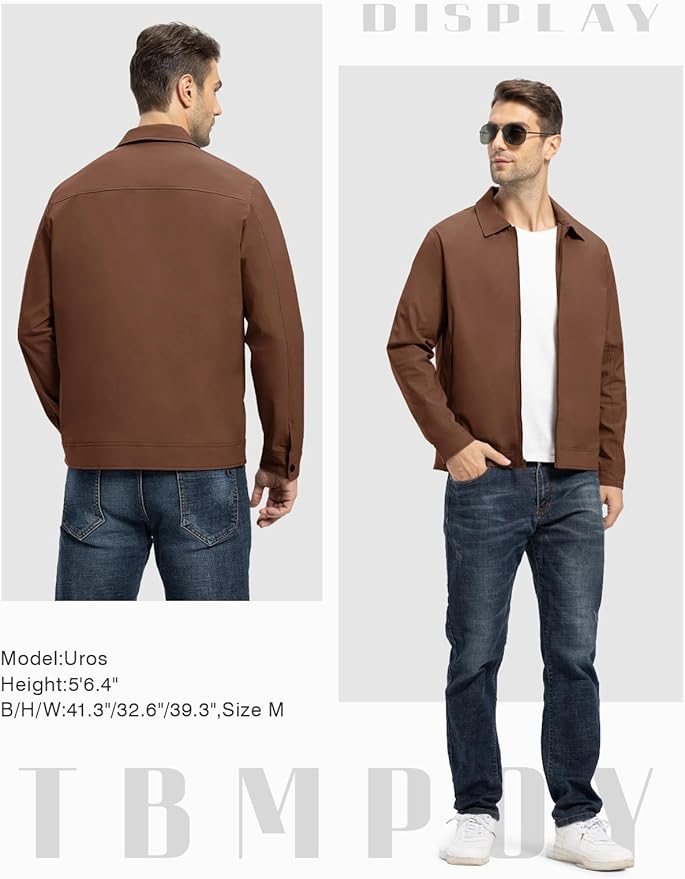 TBMPOY Men's Lightweight Jackets Casual Windbreaker Stylish Light Fall Spring Golf Work Dress Business