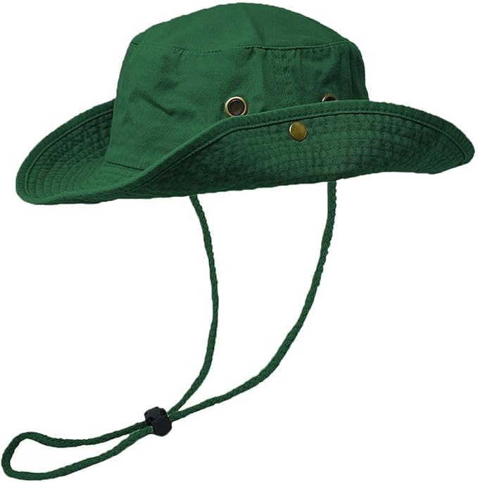 Glory Max Washed Cotton Bucket Hat with Chin Strap Fishing Sun Safari Boonie Cap