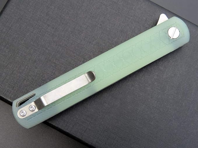 Eafengrow EF16 Folding Knife Flipper Ball Bearing Point D2 Blade G10 Handle with Pocket Clip Everday Carry Pocket Knife Liner Lock Camping Tactical Outdoor Multitool (Jade)