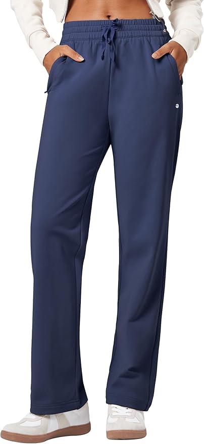 Willit Women's Fleece Lined Pants with Zipper Pockets Winter Thermal Warm Hiking Straight Leg Pants 27"/29"/31"