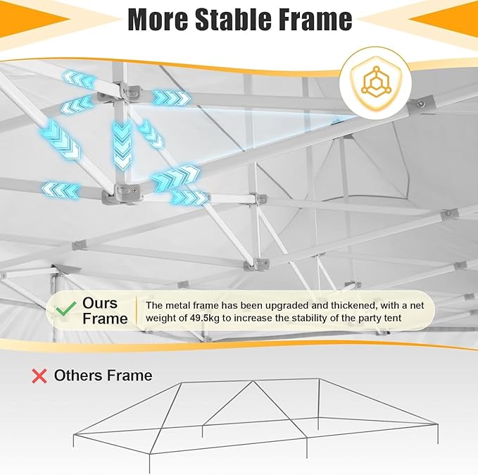 HOTEEL 10x30 Heavy Duty Pop Up Canopy Tent with Sidewalls, Tents for Parties Commercial Party Tent Event Wedding Instant Canopy Waterproof with Carry Bag, UV 50+, Thicked Hexagonal Legs, White