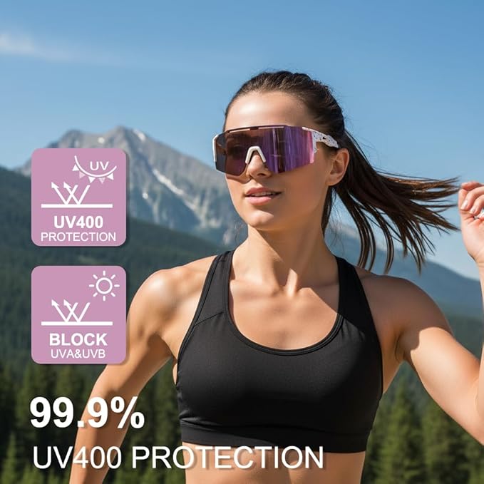OULAIQI Cycling Sunglasses Polarized Sunglasses for Cycling Men Women with 1 Lens or 3 Interchangeable Lens Baseball Glasses