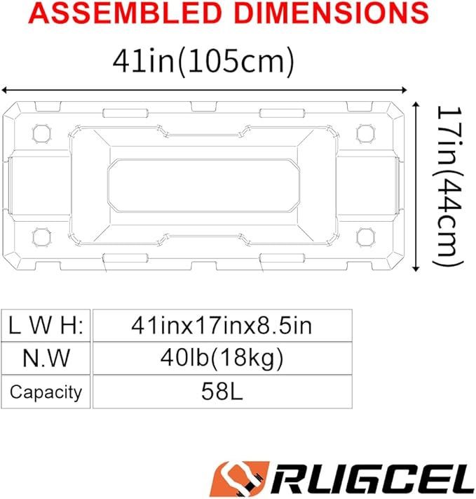 RUGCEL 58L Waterproof Dry Box - Heavy-Duty Overland & Off-Road Storage Case for Car Camping Equipment, Roof Gear & Vehicle Luggage