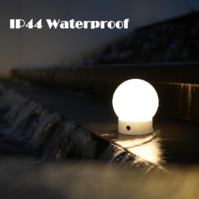 Small Cute Cordless Table Lamp Rechargeable, Battery Operated Shower Lamp Waterproof, Touch Dimmable Globe Ambient Light for Outdoor/Bedside/Patio/Dining (Orange)