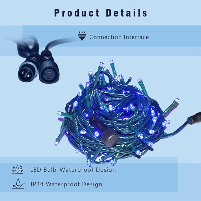 33ft 12V Low Voltage String Lights-Low Voltage Landscape Lights-Works with Landscape Lighting Systems -for Indoor Outdoor Xmas Tree Wedding Party Decoration(Blue)