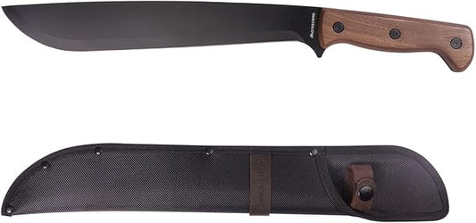 Full Tang Machete bushcraft machete with Sheath 12.4 Inch wood handle for Yard Work Controlled Chopping & Cutting, Gardening,Camping and Bushcraft