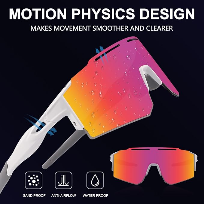 OULAIQI Cycling Sunglasses Polarized Sunglasses for Cycling Men Women with 1 Lens or 3 Interchangeable Lens Baseball Glasses
