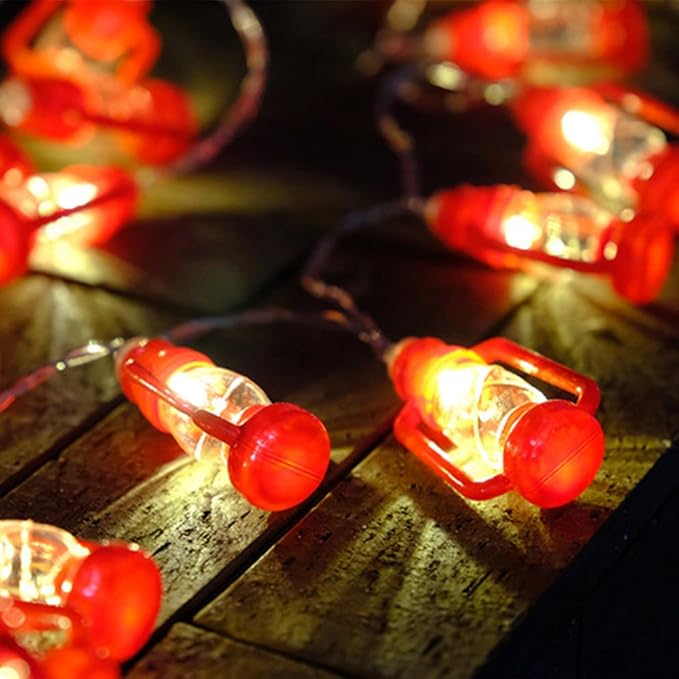 AceList 30 LED Red Lantern String Lights for Bedroom Patio Garden Holiday Home Indoor Decorations, Mini Kerosene Lights String (Warm White Light)