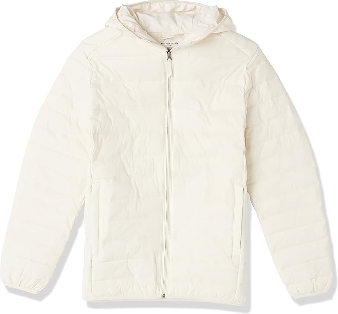 Amazon Essentials Men's Lightweight Water-Resistant Packable Hooded Puffer Jacket