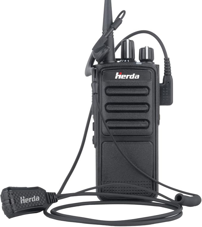 Herda (Pack of 10) Noise Reduction Walkie Talkie Earpiece with Mic, K1 2-Pin Split-Wire Surveillance Earpiece, Compatible with Kenwood, pxton, Baofeng, Retevis Two Way Radio, 2 Way Radio Headset