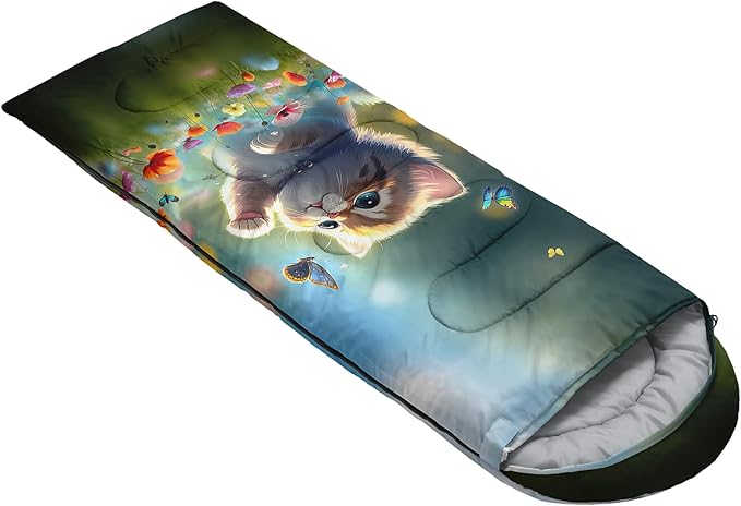 AILONEN Girls Pink Camping Sleeping Bags,Lightweight & Waterproof,3 Season Warm & Cool Weather,Cute Bow Duck Print Sleeping Bags for Kids,Girls,Adults Travelling,Outdoors