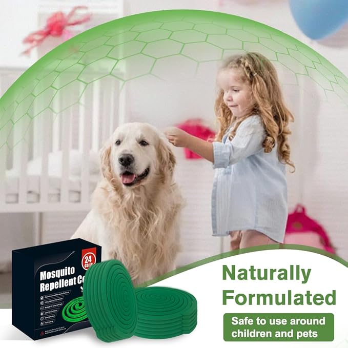 24 Mosquito Coils with 6 Metal Stands, 6-8 Hours/Burn Mosquito Repellent Outdoor Patio, Garden, Camping & Backyard Mosquitoes Repelling, Natural Mosquito Repellent Coils Safe for Kids & Pets