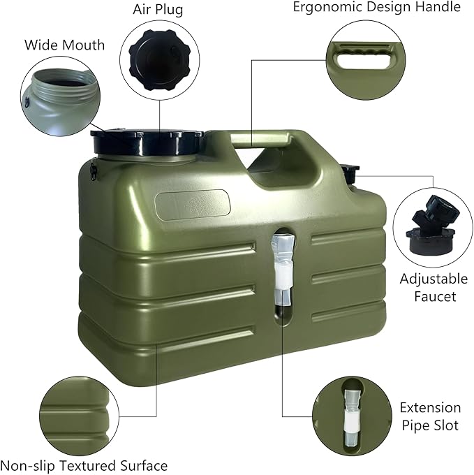 3 Gallon Water Container with Spigot, Portable Camping Water Jug, BPA Free Water Storage Tank for Camping, Vehicle, Car, Outdoor Hiking, Picnic, Emergency