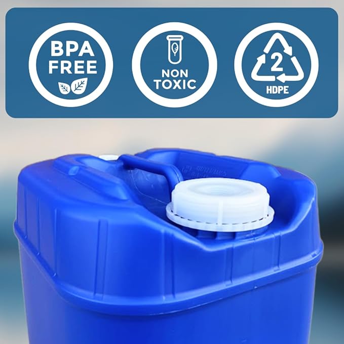 5-Gallon Stackable Water Storage Containers, 5 Gallons Each w/Lids + Spigot, Easy Fill, Survial Supply Emergency Water Storage for Camping and Disaster Preparedness, RV, 10 Gallon (2 Tanks)