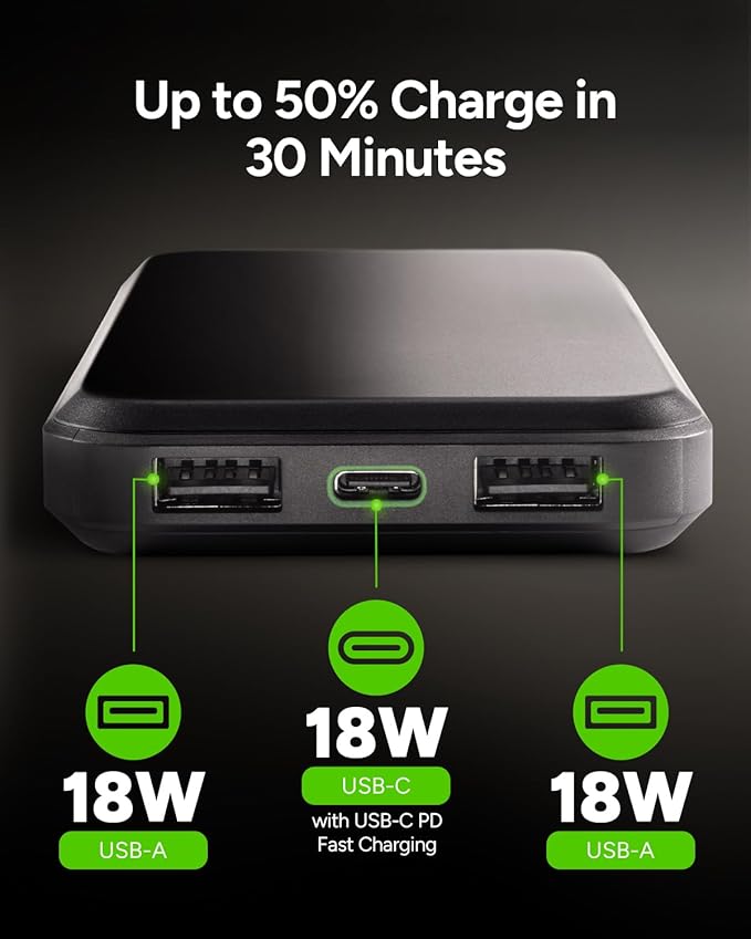 Mophie powerstation prime10 - Portable Power Bank with 10,000mAh Internal Battery, 18W USB-C PD Fast Charging, Charge 3 Devices Simultaneously, LED Power Indicator - White Floral