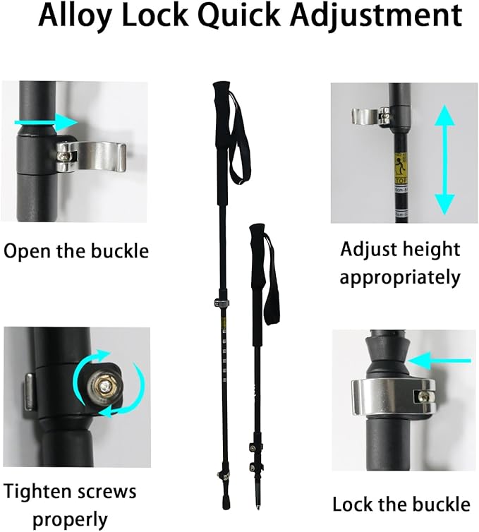 Hiking Poles 2 Pack - Lightweight Carbon Fiber Trekking Poles, Adjustable & Foldable for Snowshoeing & Backpacking, EVA Sweat-Absorbent Non-Slip Grips, Portable Hiking Gear for Outdoor Treks