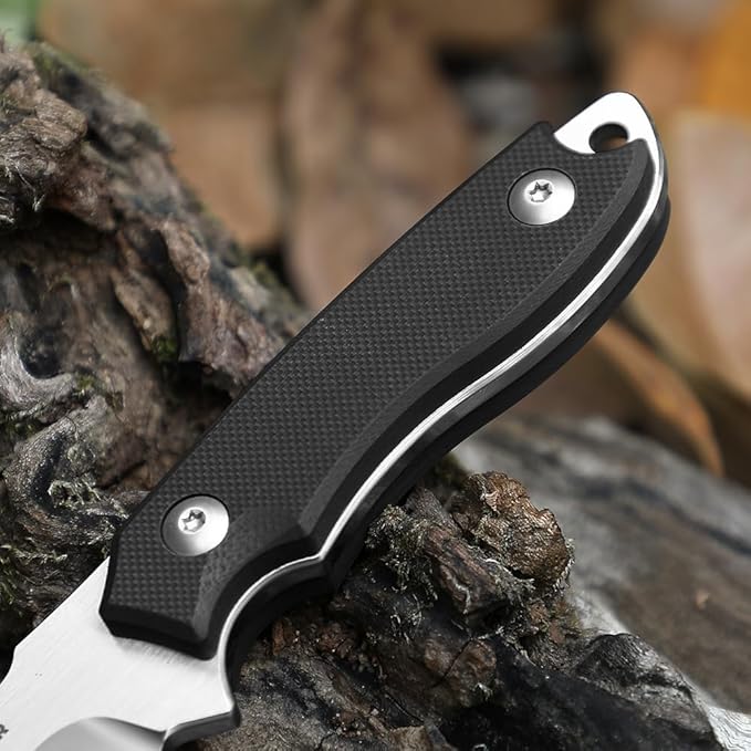 EDC Fixed Blade Knife with Kydex Sheath 7-Inch D2 Steel Small Tactical Knife with Clip Lock, Versatile for Horizontal and Vertical Carry