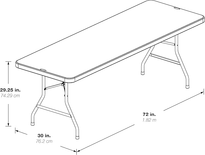 Office Star Resin Multipurpose Rectangle Folding Table for Indoor or Outdoor Use, 6 Feet Light Gray
