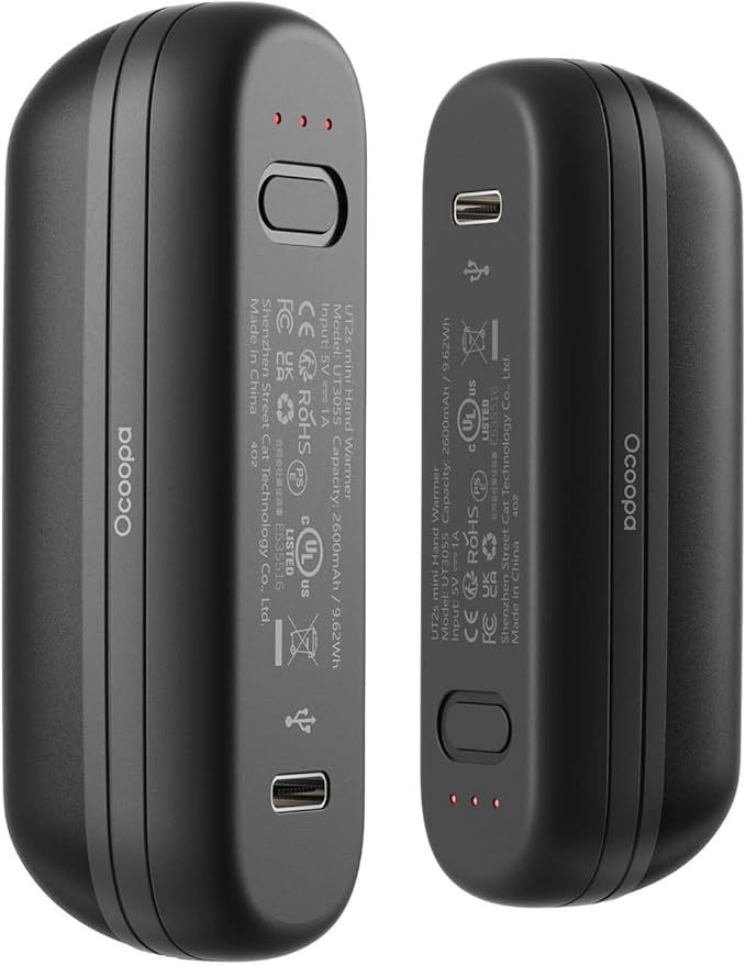 OCOOPA 2 in 1 Magnetic Rechargeable Hand Warmers, UT2s Mini Electric Handwarmers 2 Pack, Split USB-C, Reusable Portable Pocket Heater, Raynauds, Golf, Christmas, Tech Gifts for Women Men