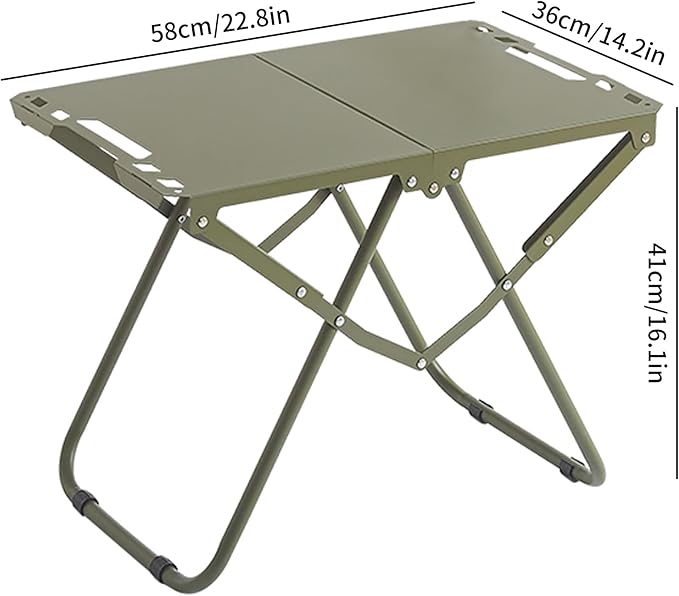 Metal Portable Tactical Camping Table, Foldable Lightweight Small Table with Storage Bag, Durable Carbon Steel Outdoor Picnic Table, Perfect for Fishing, Hiking and BBQ