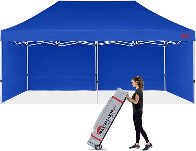 MASTERCANOPY Pop-up Canopy Tent with Sidewalls (10x20,Blue)