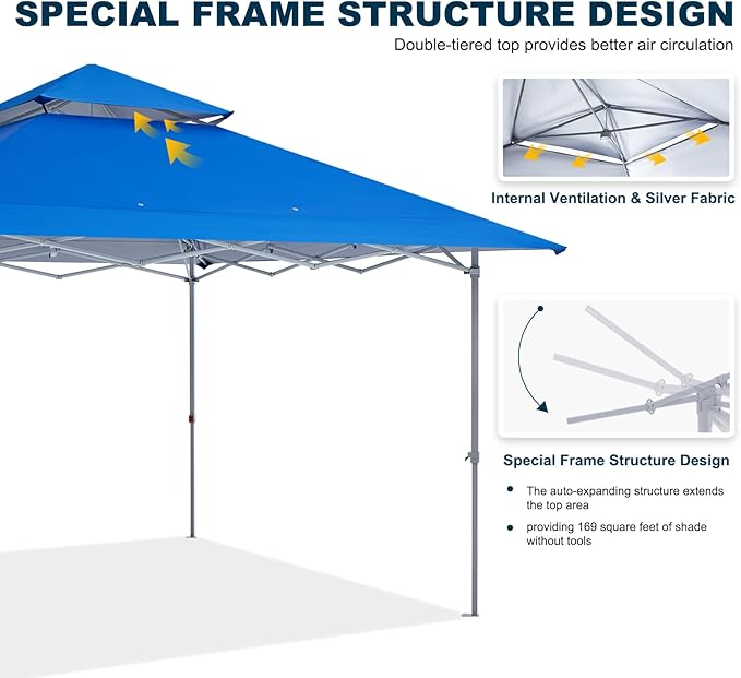 MASTERCANOPY 13x13 Pop-Up Canopy Tent Instant Shelter Outdoor Canopy with Wheeled Bag (Blue)