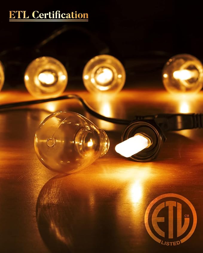 Lightdot 96FT Outdoor Led Patio Lights, Led String Lights with Shatterproof Edison Vitage Bulbs,2200K, Commercial Grade Hanging Light for Patio Cafe Bistro Backyard- ETL Listed
