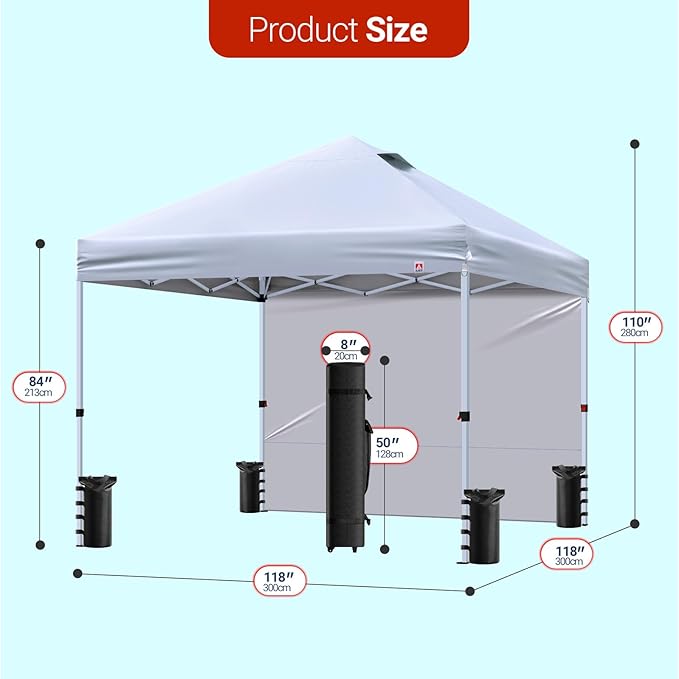 10x10 Pop Up Canopy Tent (White, 10x10 FT)