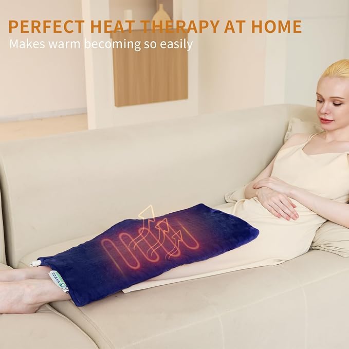 Massaging Weighted Heating Pad for Back Pain Relief,Heating Pads for Neck, Shoulder,Cramp,Portable Heated Pad with 3 Heat Settings & 6 Massage,18 Relaxing Combinations,Auto Off,20"*24",Dark Blue