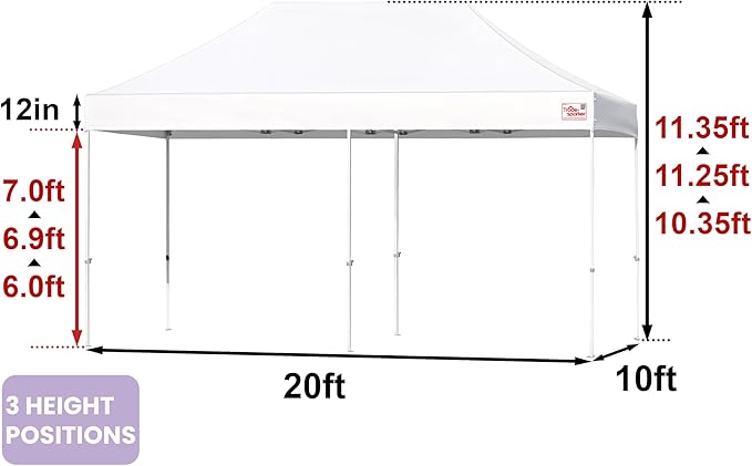 Tradesparker 10x20 Pop Up Canopy Tent,Easy up Commercial Canopy Tent Instant Shelter for Beach Events Parties Camping Market,Pop Up Canopies with LED Curtain+Casters+Weight+Stakes,Navy Blue