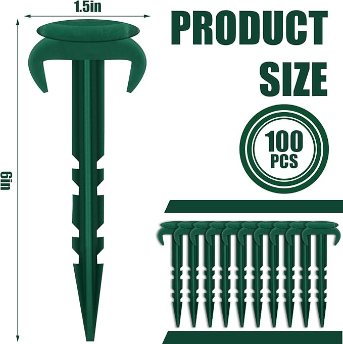 100 Pcs Sod Garden Stakes Bulk, Biodegradable Stakes, Landscape Stake for Membrane, Sod Staples Tent Stake, Netting, Turf, Landscaping and Gardening (6 Inch)