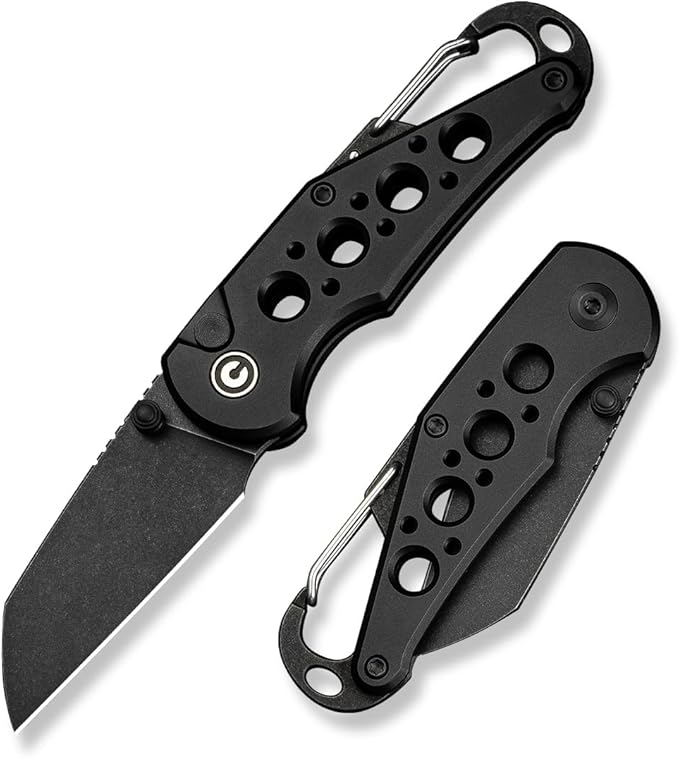 CIVIVI Pragma Folding Knife, Pocket Knife Multitool with EDC Carabiner, Bottle Opener, 2.2" Nitro-V Blade Aluminum Handle, Ideal Gift for Men Women C23062B-1 (Black)
