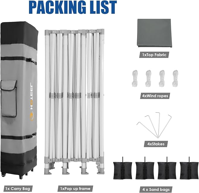 HOTEEL 10x30 Pop up Canopy Tent for Parties, Heavy Duty Easy Setup Tent Without Sidewalls, Outdoor Commercial Instant Gazebo for Wedding Event, with Portable Bag, Grey(Hexagonal Frame)