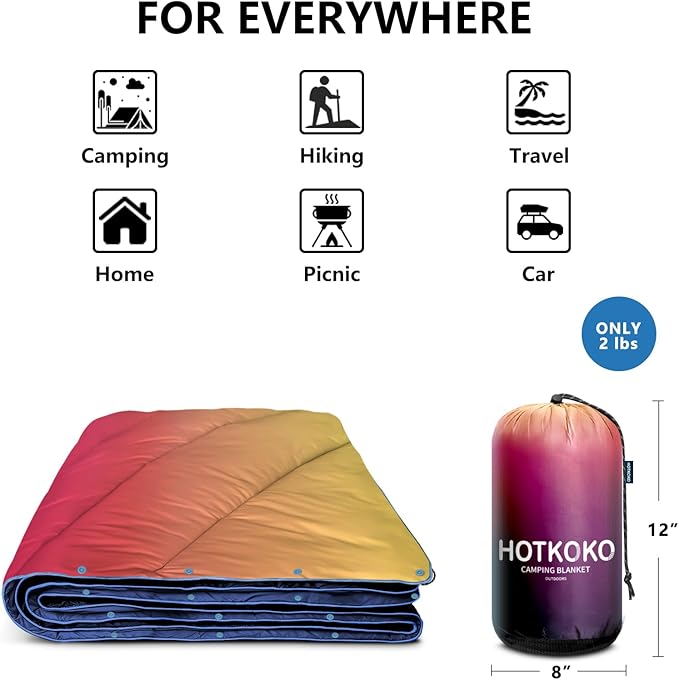 Puffy Lightweight Packable Blanket - Camping, Travel, Stadium, Hiking, Picnics
