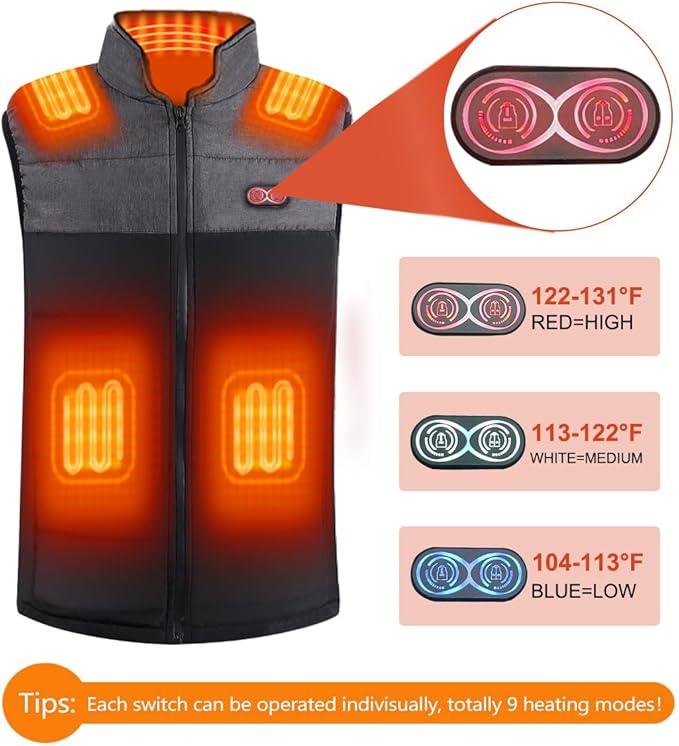 Ejoy Heated Vest - Heating Clothes for Men Lightweight Warm Waistcoat Women's Heat Jacket vest Outdoor(no Battery)