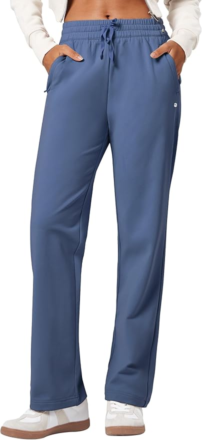 Willit Women's Fleece Lined Pants with Zipper Pockets Winter Thermal Warm Hiking Straight Leg Pants 27"/29"/31"