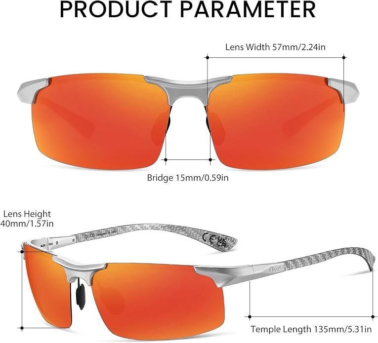 DUCO Mens Sunglasses Polarized Sports Fishing Running Driving Carbon Fiber Sunglasses for Men UV400 Protection DC8277