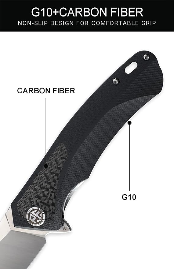 Petrified fish PF838CS 3.74" D2 steel flipper folding knives outdoor pocket knife G10+Carbon fiber handle camping hunting EDC tool
