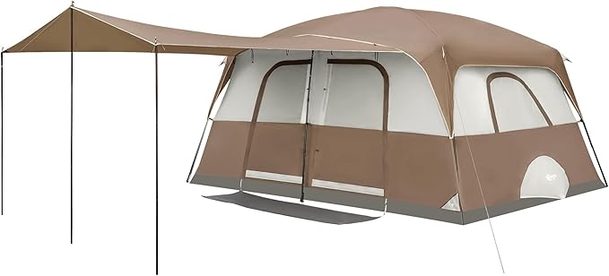 PORTAL 8 Person Tents for Camping, Easy Setup Cabin Tent with Large Porch, 2 Room, Waterproof Family Camping Tent for Outdoor Camping, Patio