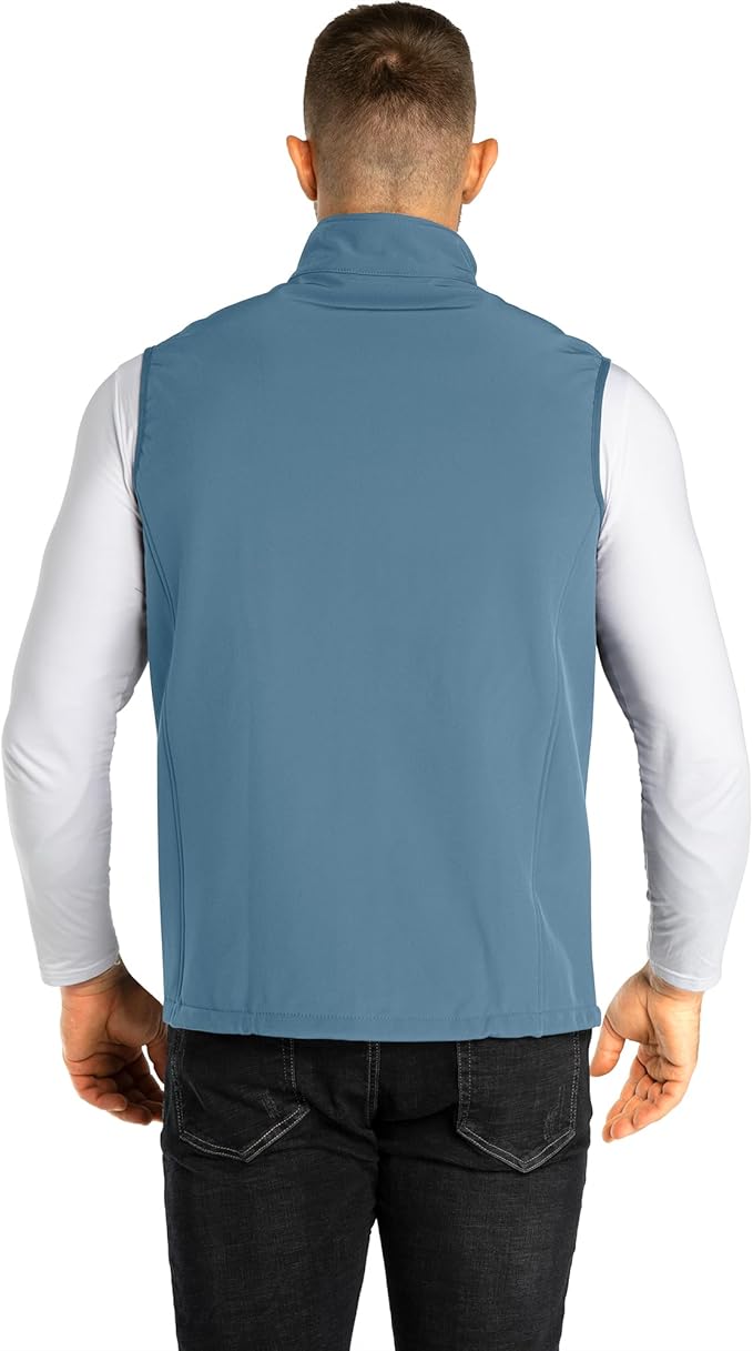33,000ft Men's Lightweight Softshell Vest Outerwear Zip Up Fleece Lined Windproof Sleeveless Jacket for Golf Running Hiking