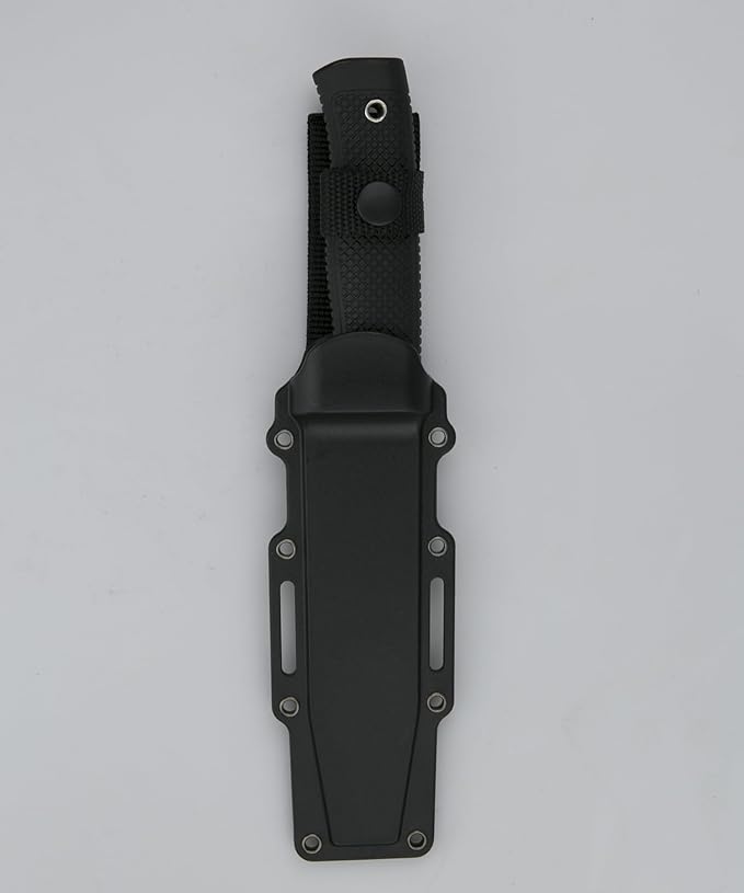 Tactical Fixed Blade Knife, 5.87 inch Blade, 4.65 inch Kray-Ex Handle, Stonewashed 420 Stainless Steel, with Secure-Ex Sheath for Outdoor Camping Hunting Survival (B-Silver)