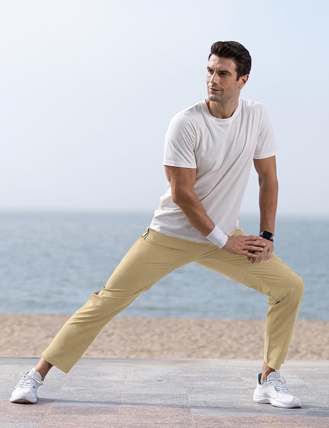 TBMPOY Men's Lightweight Hiking Travel Pants Breathable Athletic Fishing Active Joggers Zipper Pockets